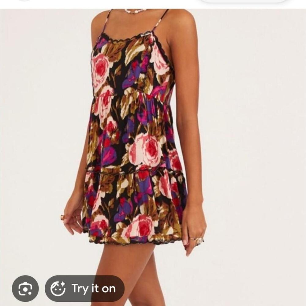 Urban outfitters black sleeveless floral mini sun dress S